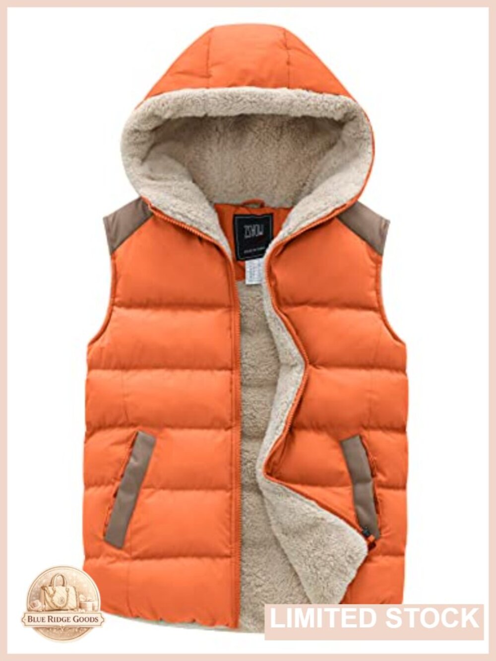 Women's Quilted Puffer Vest Hooded Fleece Lined Winter Outerwear